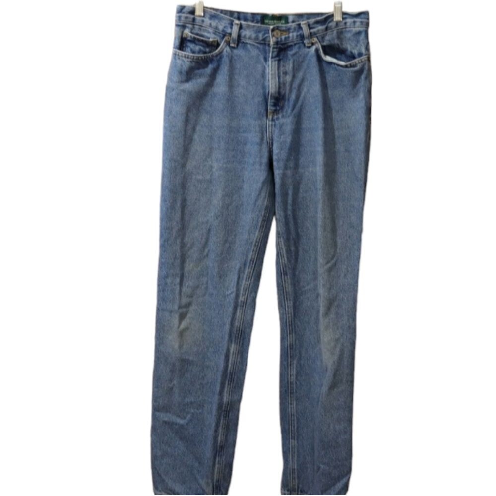Lauren Ralph Lauren Vintage 90s Distressed Straight Leg Blue Jean's 10